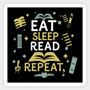 Eat Sleep Read Repeat, Funny Reading Magnet